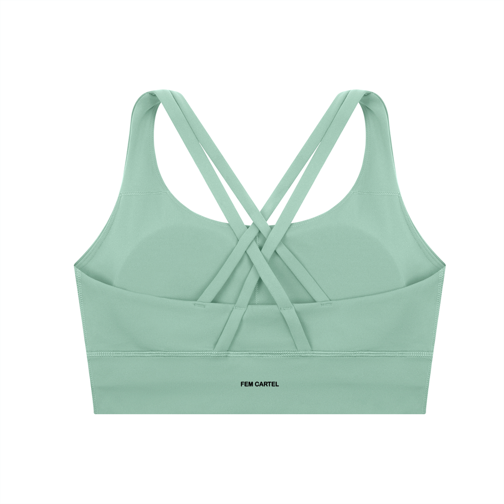 Strappy Criss-Cross Sports Bra | Black Logo