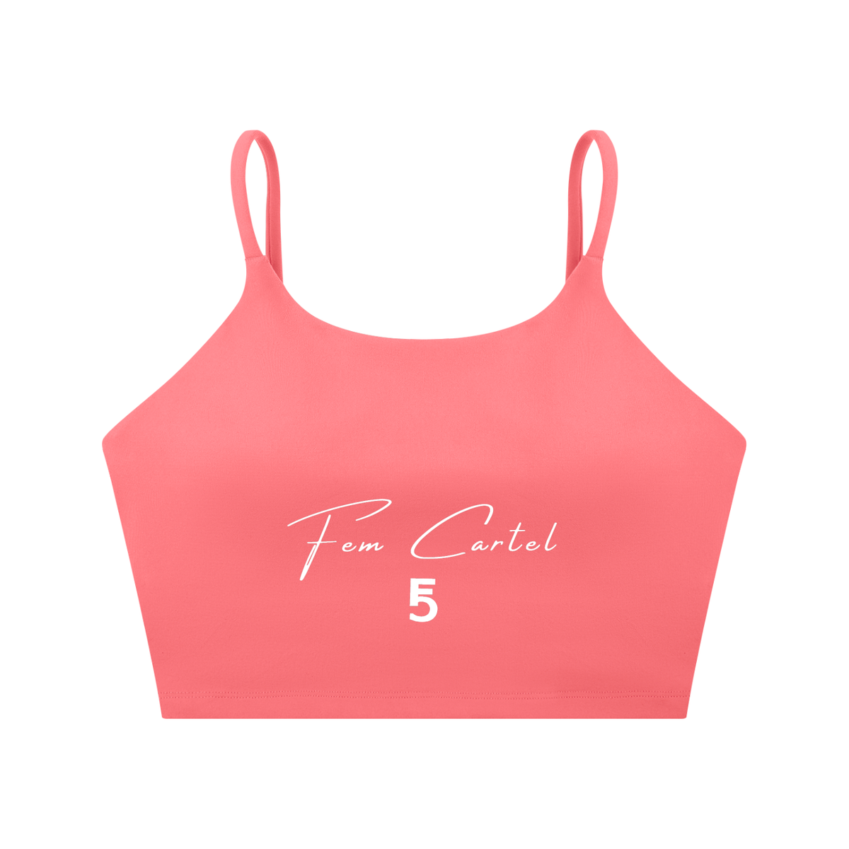 Spaghetti Strap Yoga Sports Bra Script | White Logo