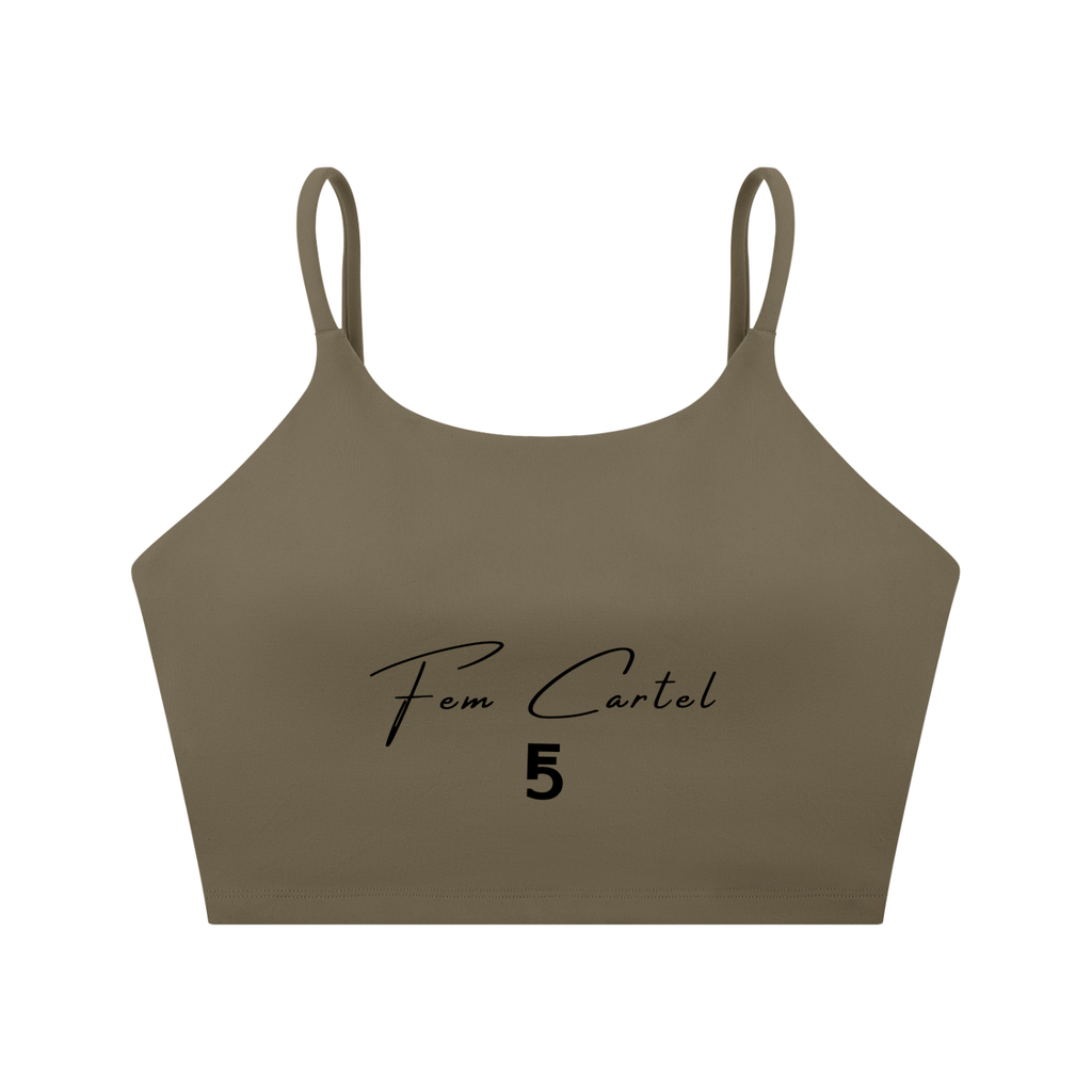 Spaghetti Strap Yoga Sports Bra Script | Black Logo