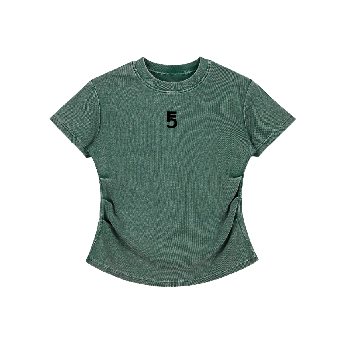 Vintage Washed Bodycon Cotton T-Shirt Icon | Black Logo