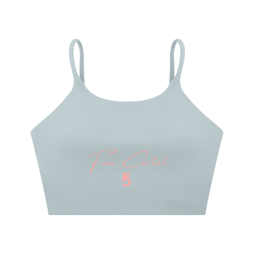 Spaghetti Strap Yoga Sports Bra Script | Pink Logo