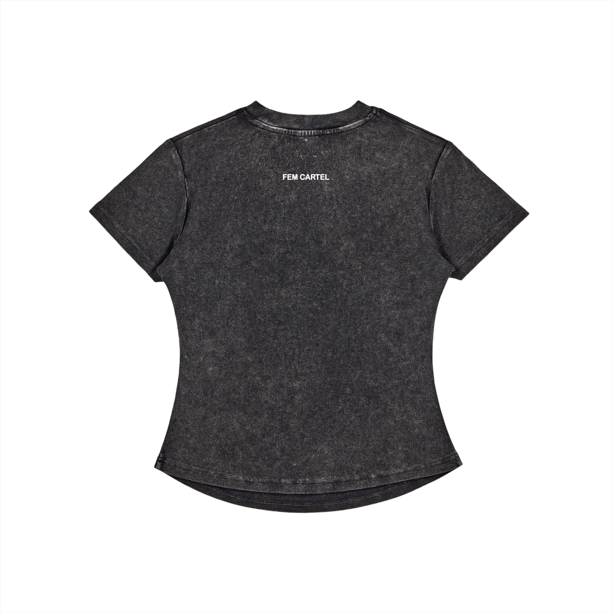 Vintage Washed Bodycon Cotton T-Shirt Script | White Logo