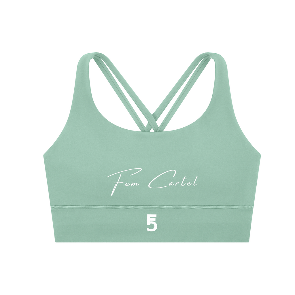 Strappy Criss-Cross Sports Bra | White Logo