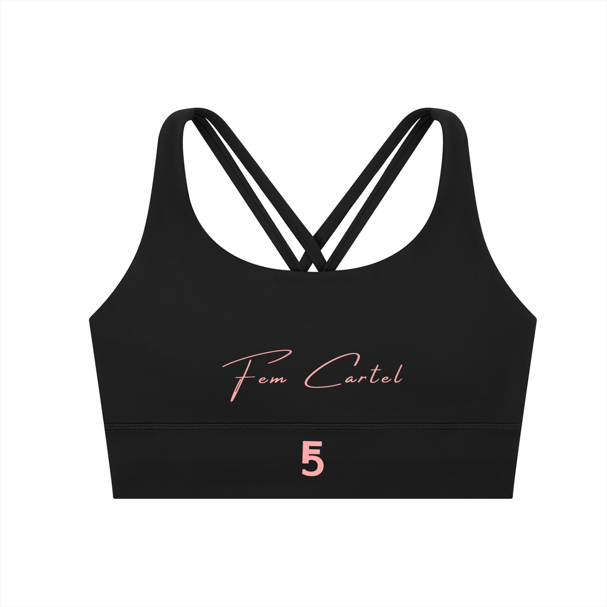 Strappy Criss-Cross Sports Bra | Pink Logo