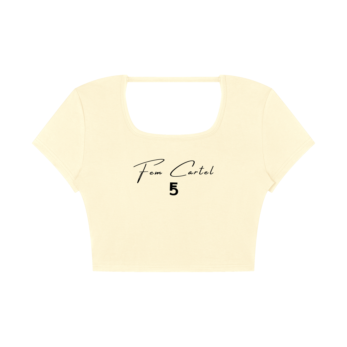 Square Neck Crop T-Shirt Script | Black Logo