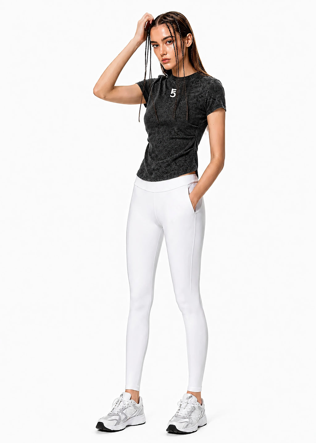 Vintage Washed Bodycon Cotton T-Shirt Icon | White Logo