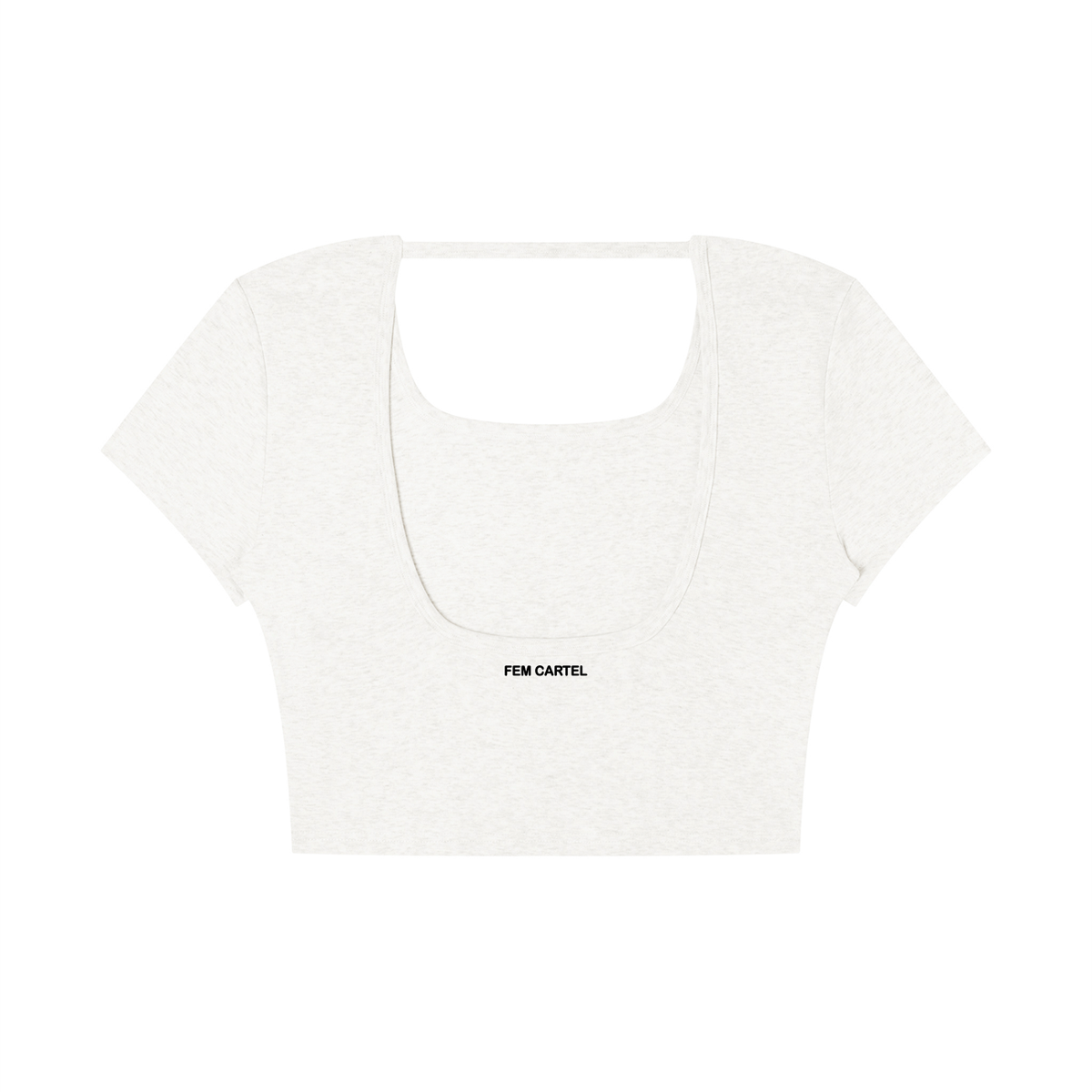 Square Neck Crop T-Shirt Script | Black Logo