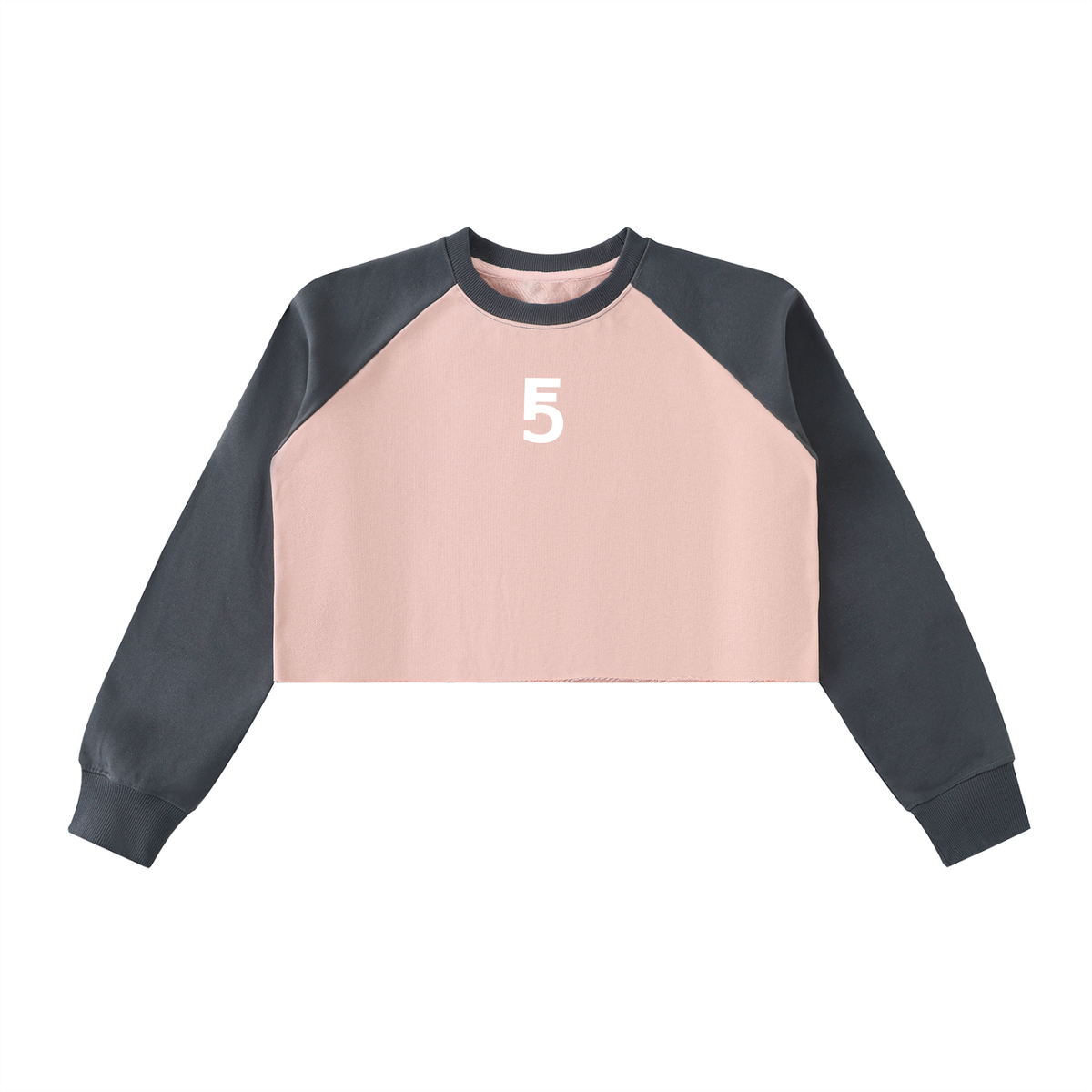 Raw-Hem Color-Block Raglan Crop Sweatshirt | White Logo