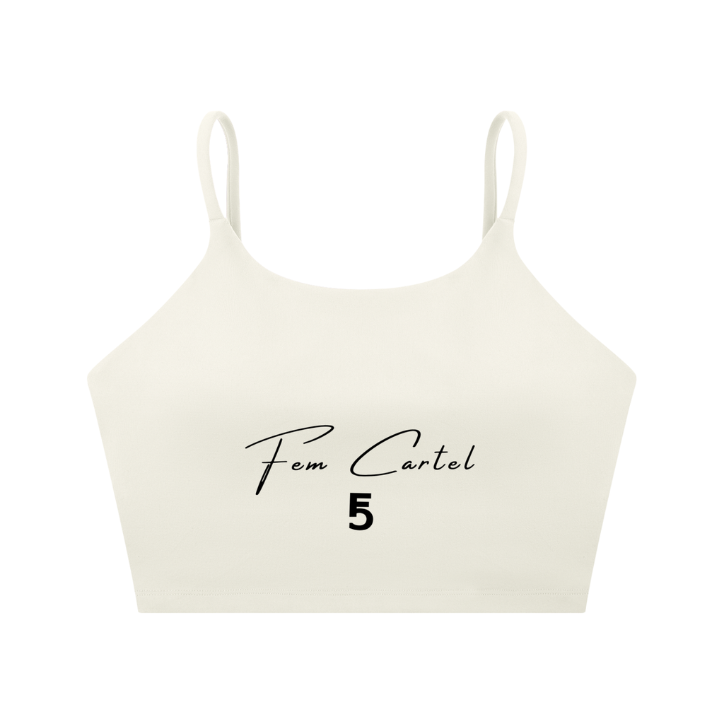 Spaghetti Strap Yoga Sports Bra Script | Black Logo