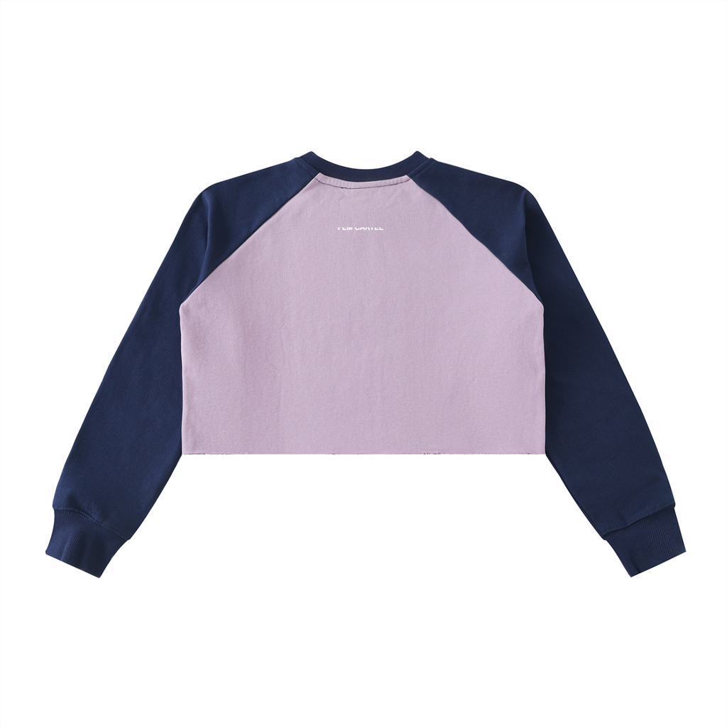 Raw-Hem Color-Block Raglan Crop Sweatshirt | White Logo