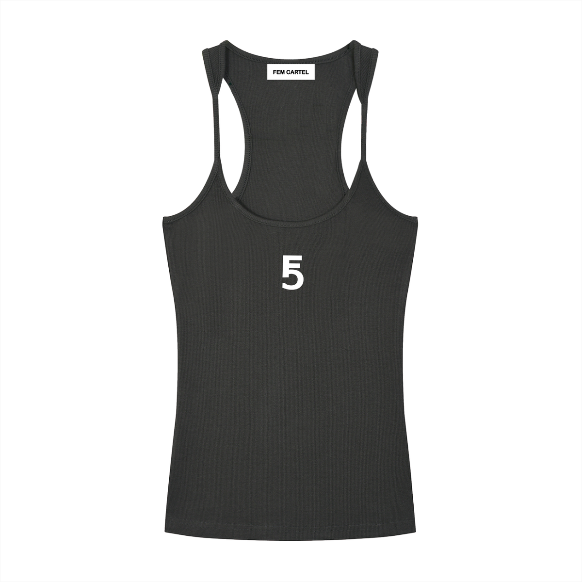 Slim Fit Ribbed Racerback Tank Top | White Logo