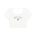 Square Neck Crop T-Shirt Script | Black Logo
