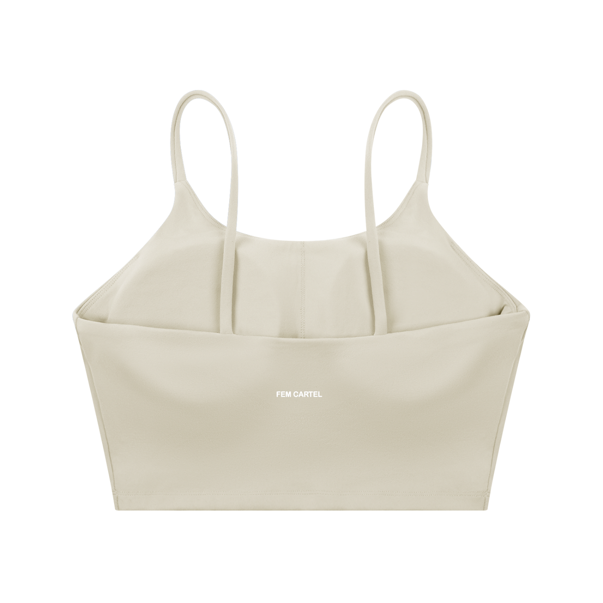 Spaghetti Strap Yoga Sports Bra Script | White Logo