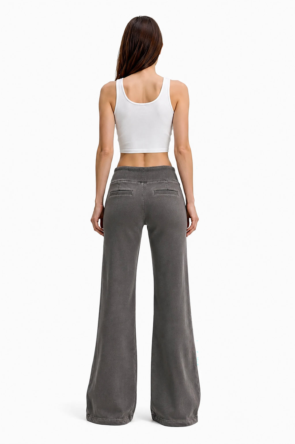 Vintage Washed Flared Fleece Pants | White Logo