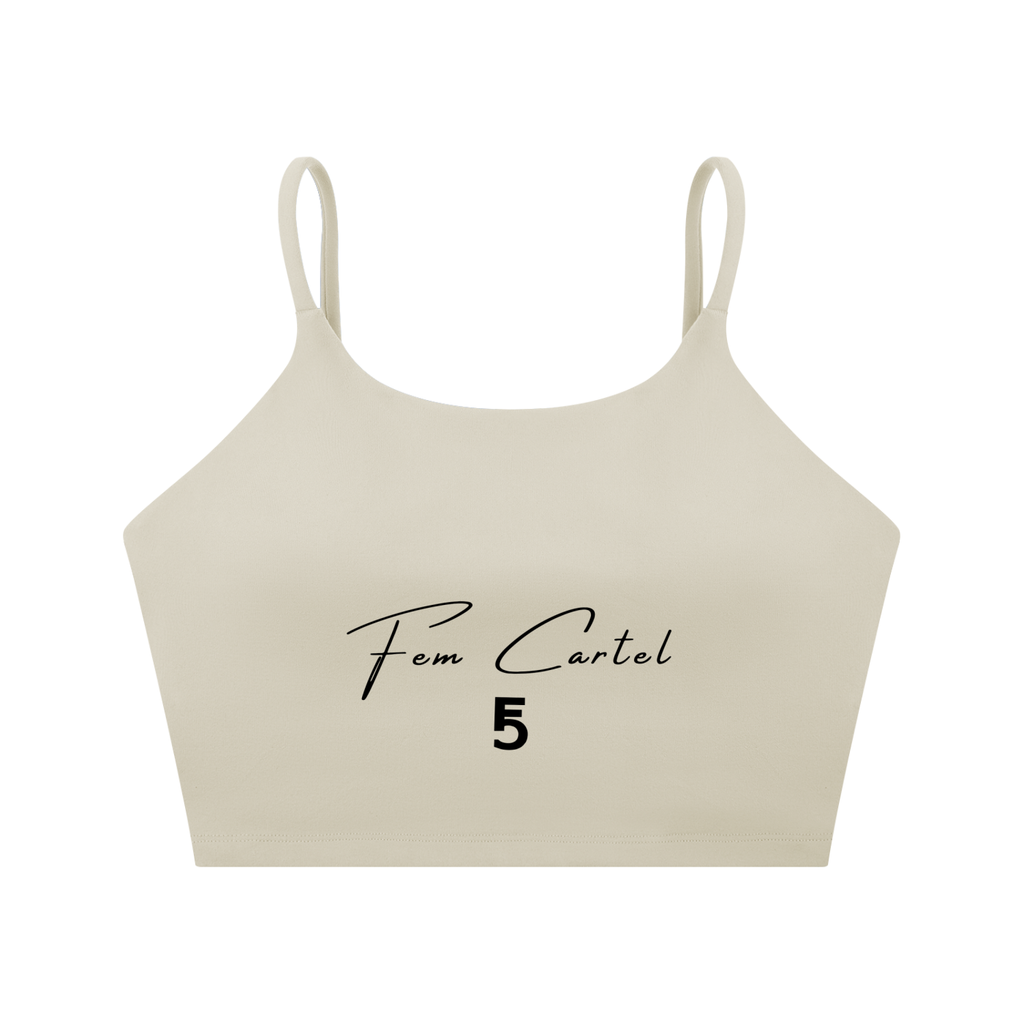 Spaghetti Strap Yoga Sports Bra Script | Black Logo