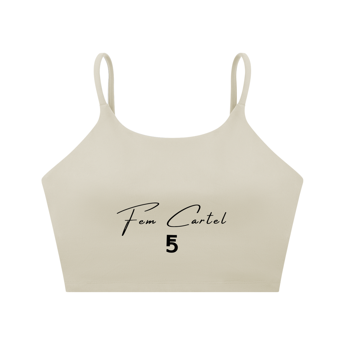Spaghetti Strap Yoga Sports Bra Script | Black Logo