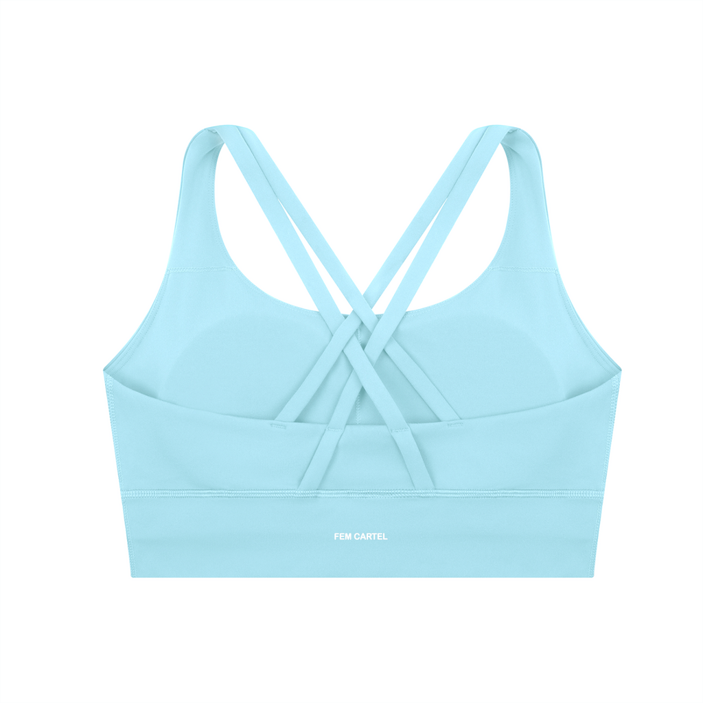 Strappy Criss-Cross Sports Bra | White Logo