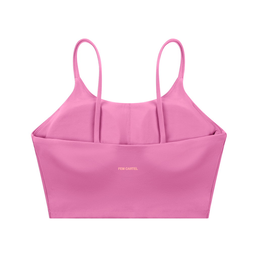 Spaghetti Strap Yoga Sports Bra Icon | Pink Logo