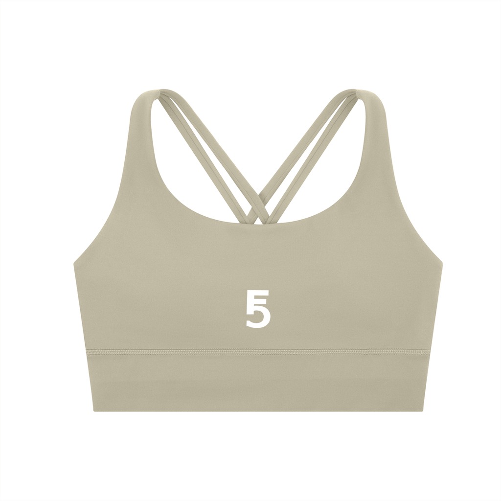 Strappy Criss-Cross Sports Bra | White Logo