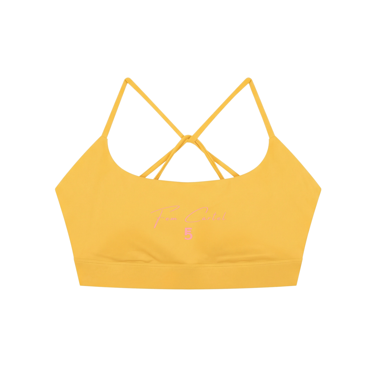 Strappy Criss Cross Yoga Sports Bra Script | Pink Logo