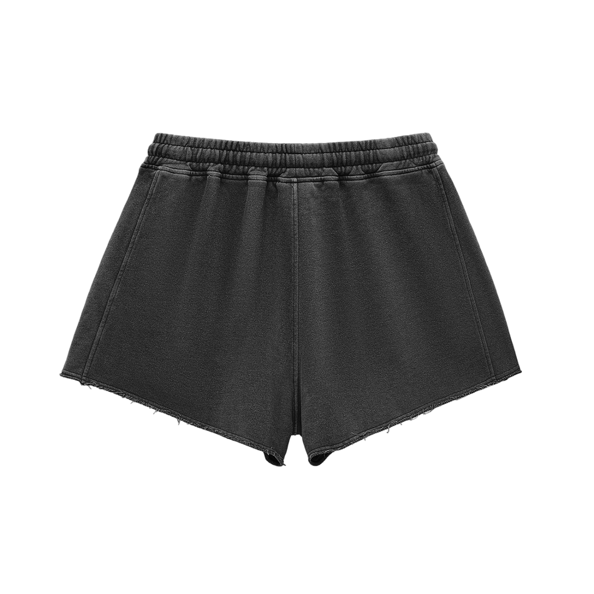 Snow Washed Raw Edge Drawstring Shorts | White Logo