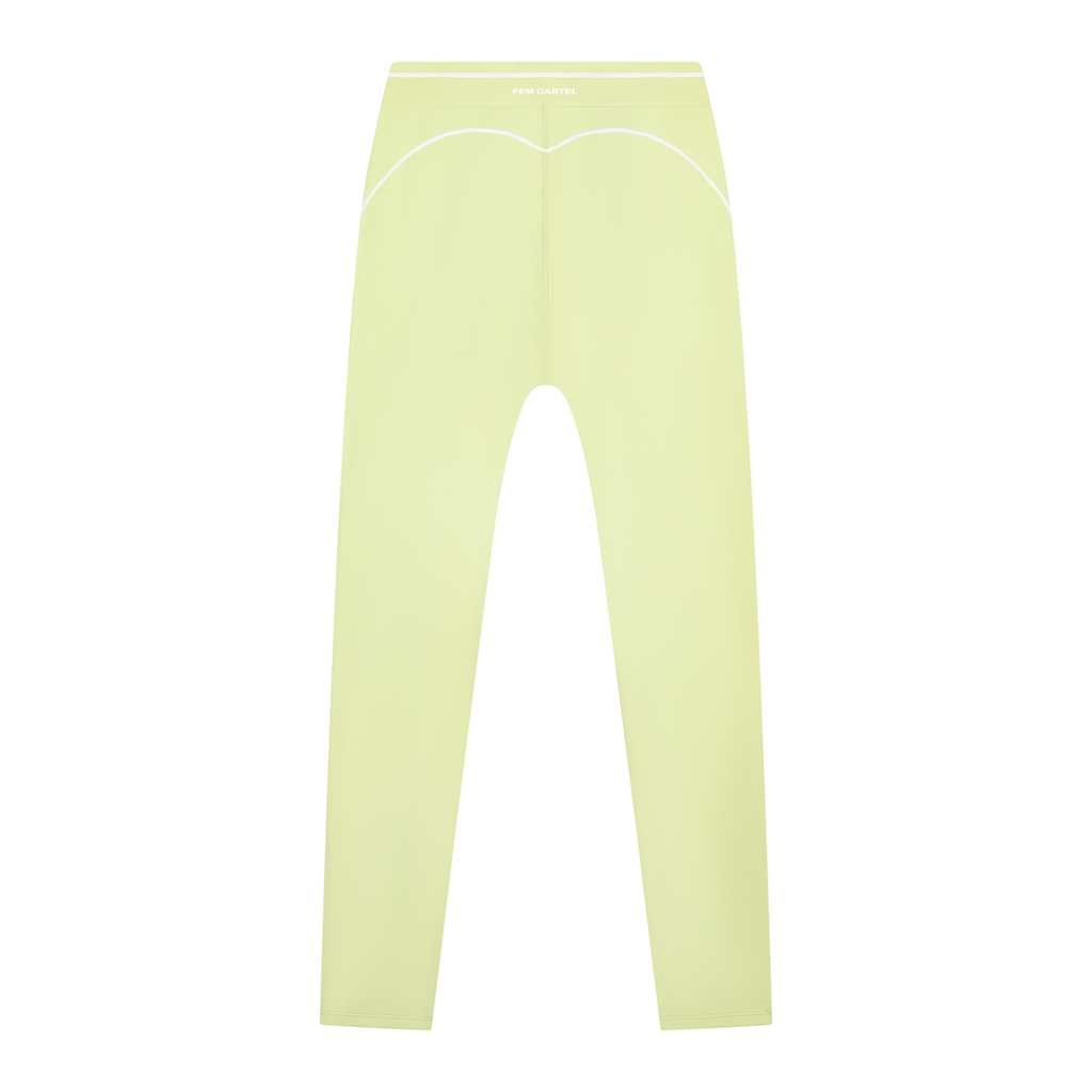 High Rise Topstitching Leggings | White Logo