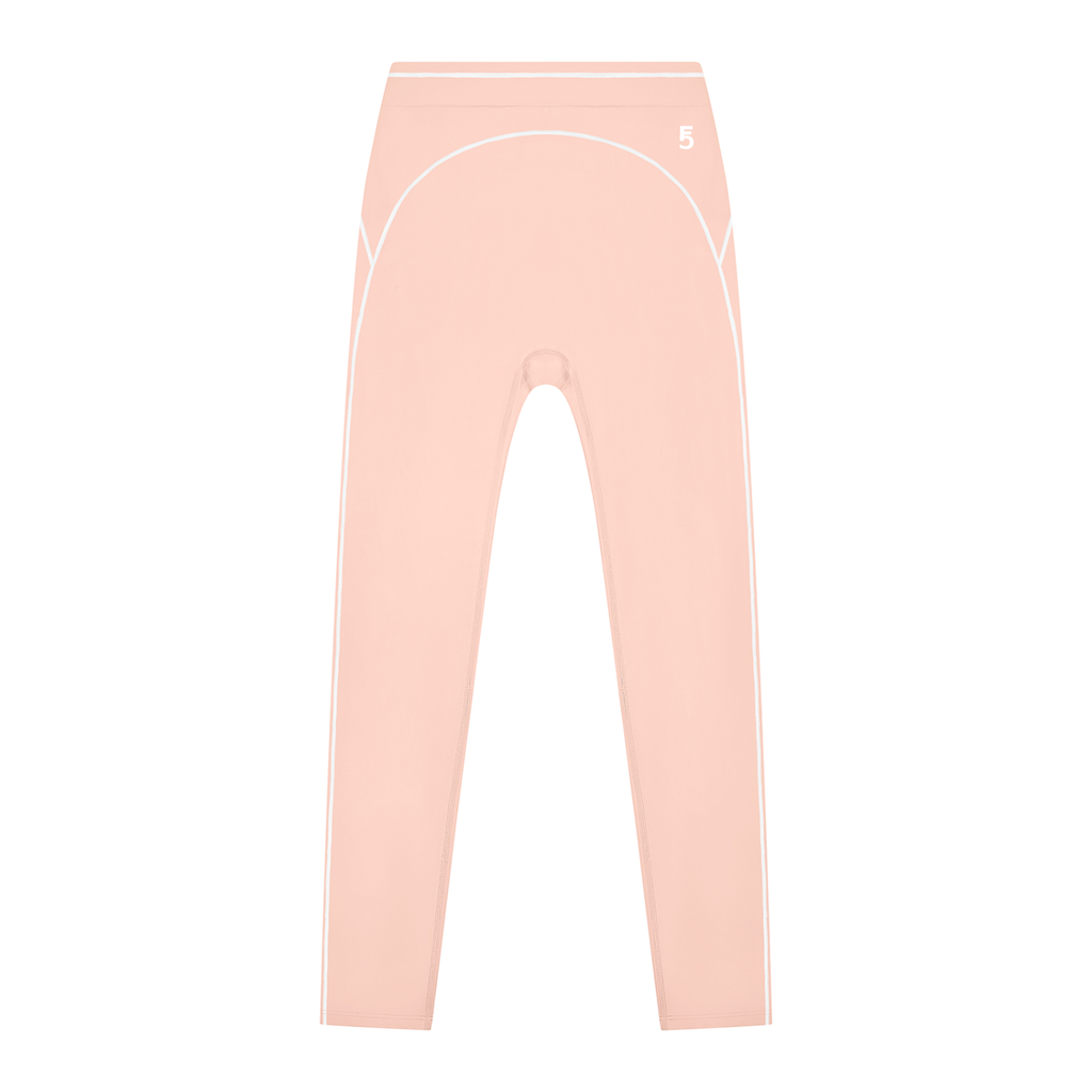 High Rise Topstitching Leggings | White Logo