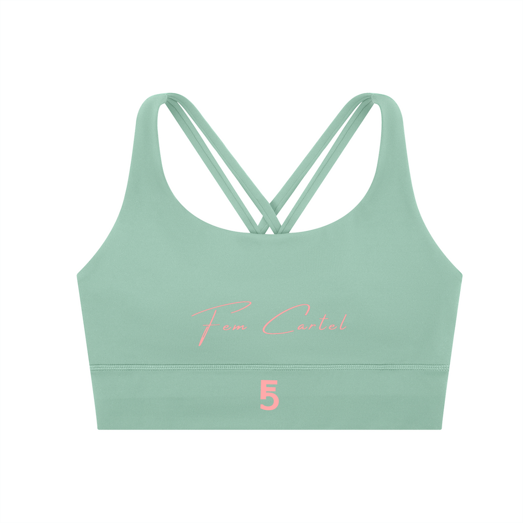 Strappy Criss-Cross Sports Bra | Pink Logo