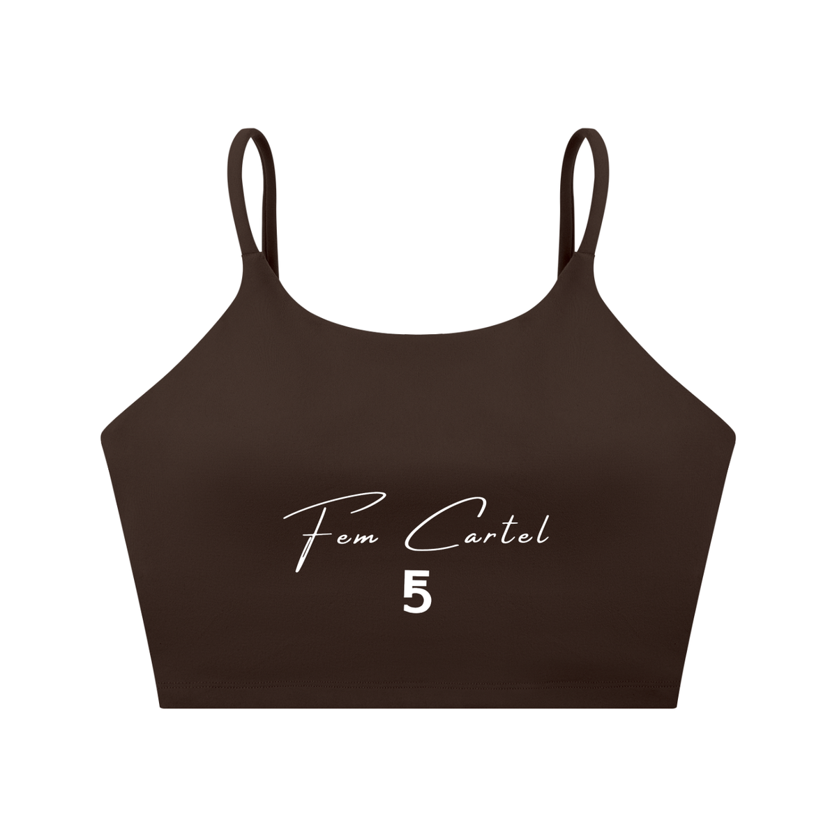 Spaghetti Strap Yoga Sports Bra Script | White Logo