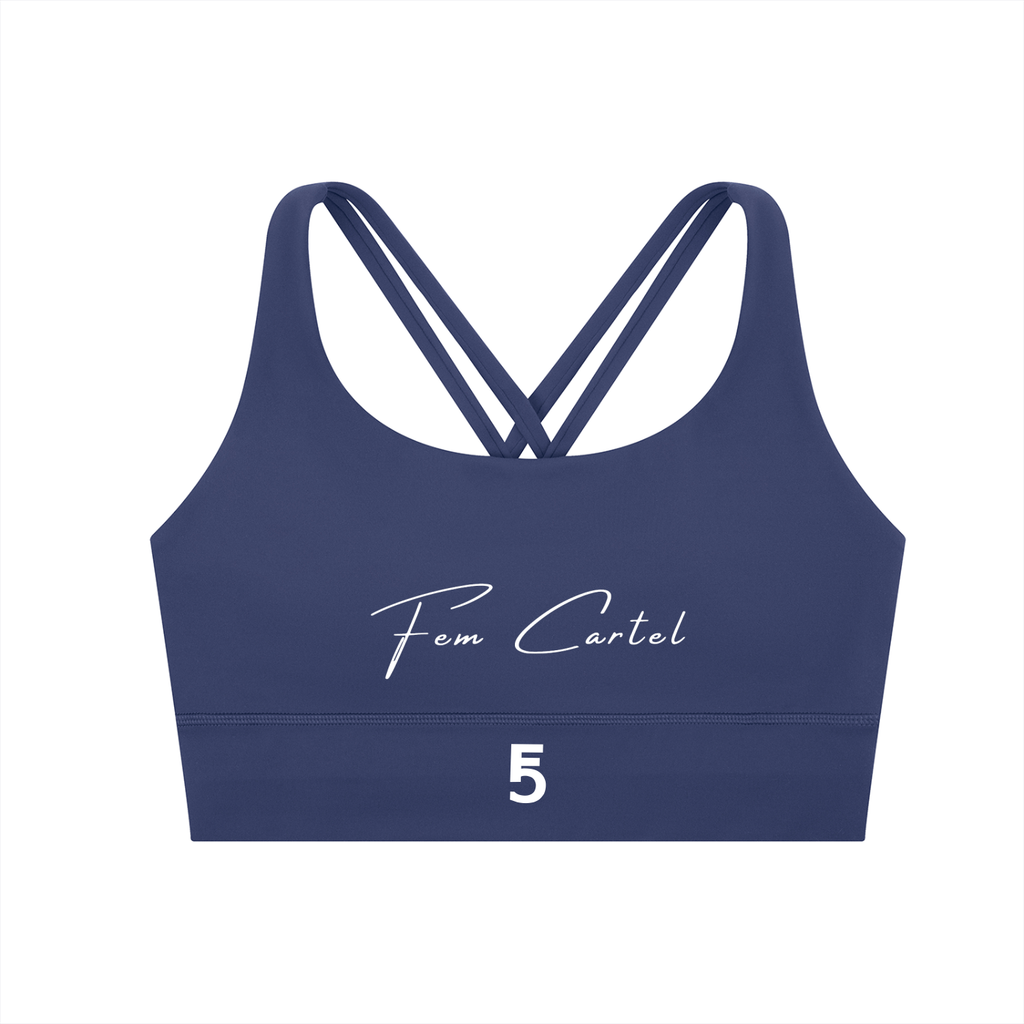 Strappy Criss-Cross Sports Bra | White Logo