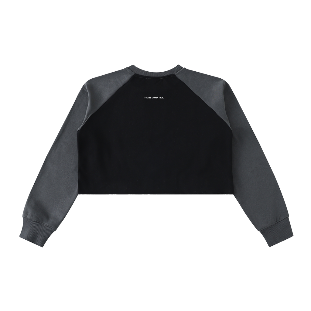Raw-Hem Color-Block Raglan Crop Sweatshirt | White Logo