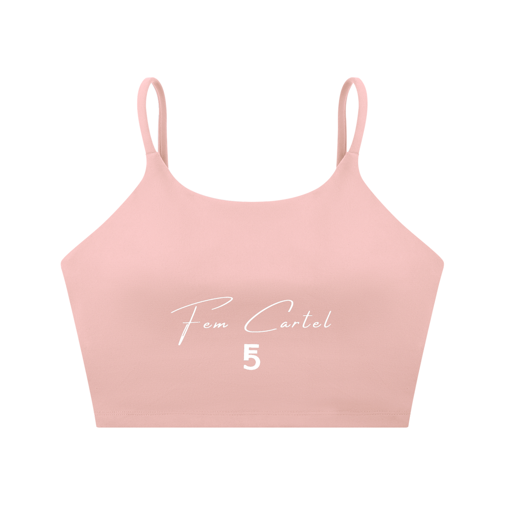 Spaghetti Strap Yoga Sports Bra Script | White Logo