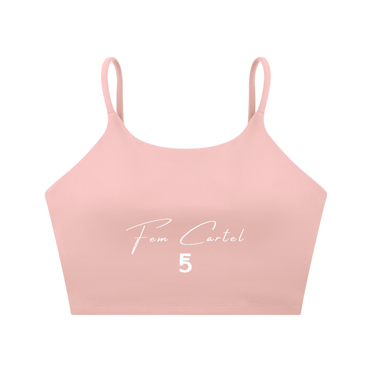 Spaghetti Strap Yoga Sports Bra Script | White Logo