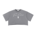 Snow Washed Raw Edge Crop Top | White Logo