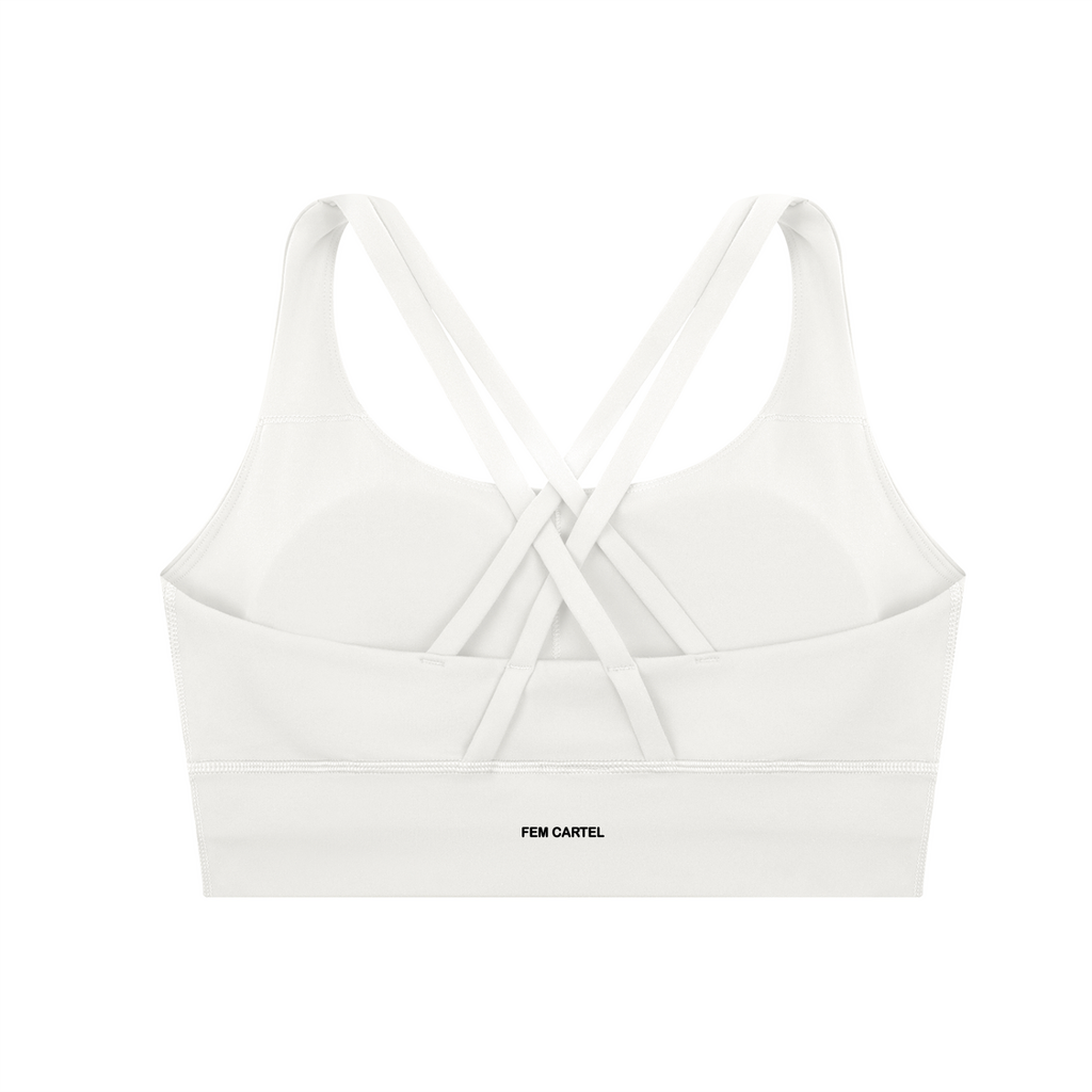 Strappy Criss-Cross Sports Bra | Black Logo