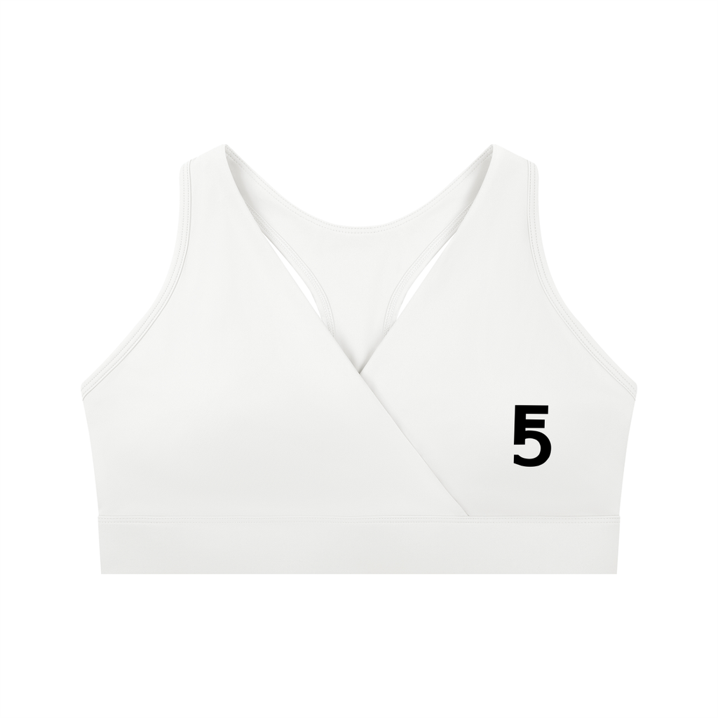 Crossover V-Neck Sports Bra | Black Logo