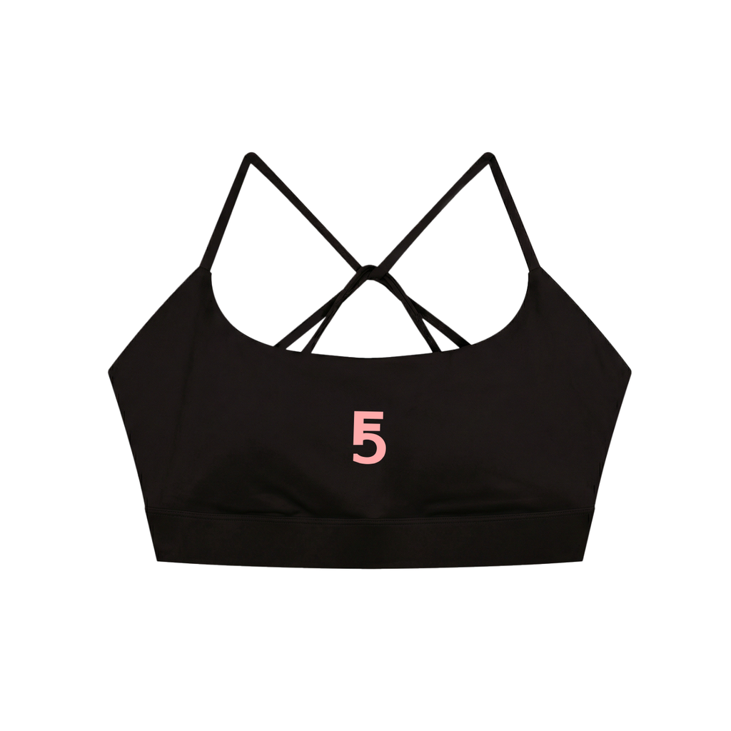 Strappy Criss Cross Yoga Sports Bra Icon | Pink Logo