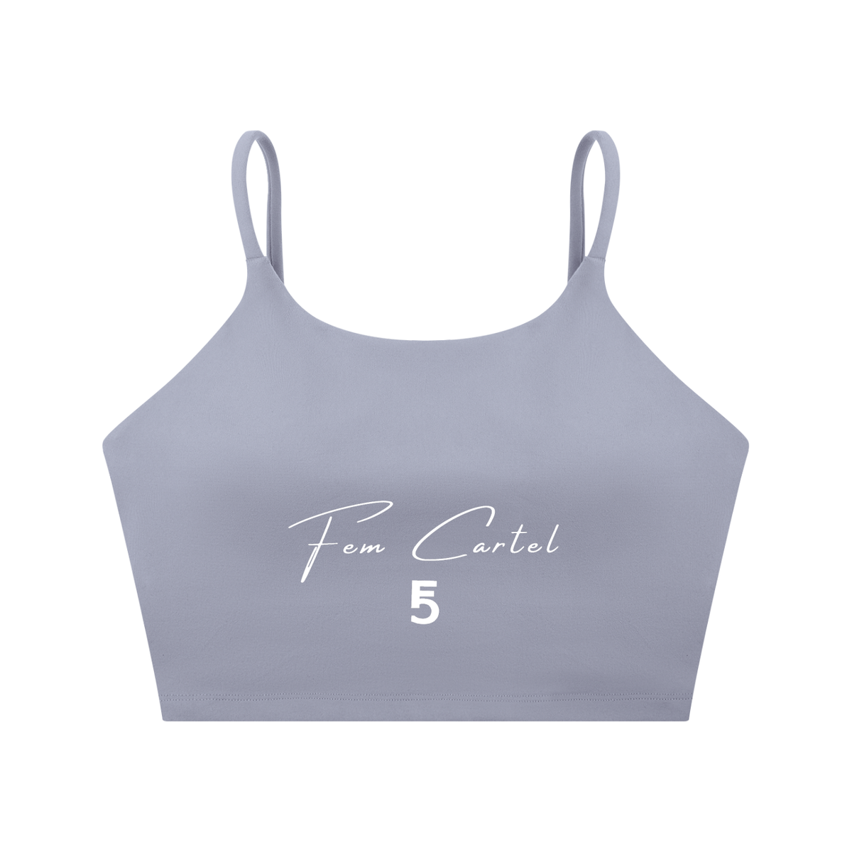 Spaghetti Strap Yoga Sports Bra Script | White Logo