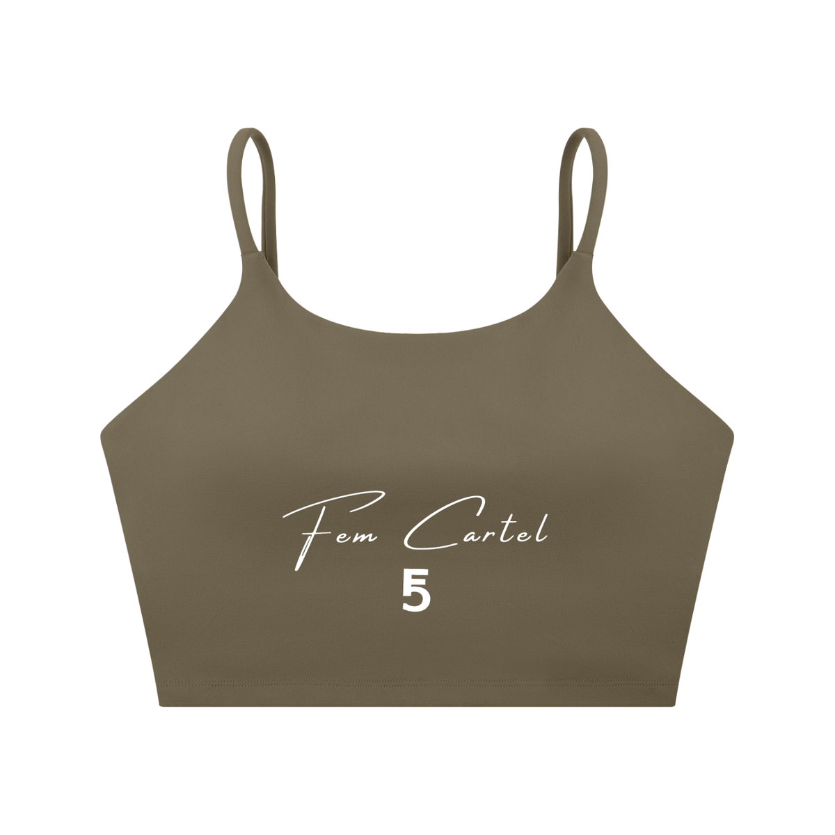 Spaghetti Strap Yoga Sports Bra Script | White Logo