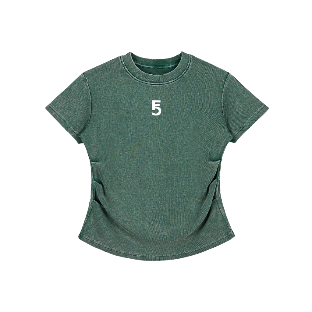 Vintage Washed Bodycon Cotton T-Shirt Icon | White Logo