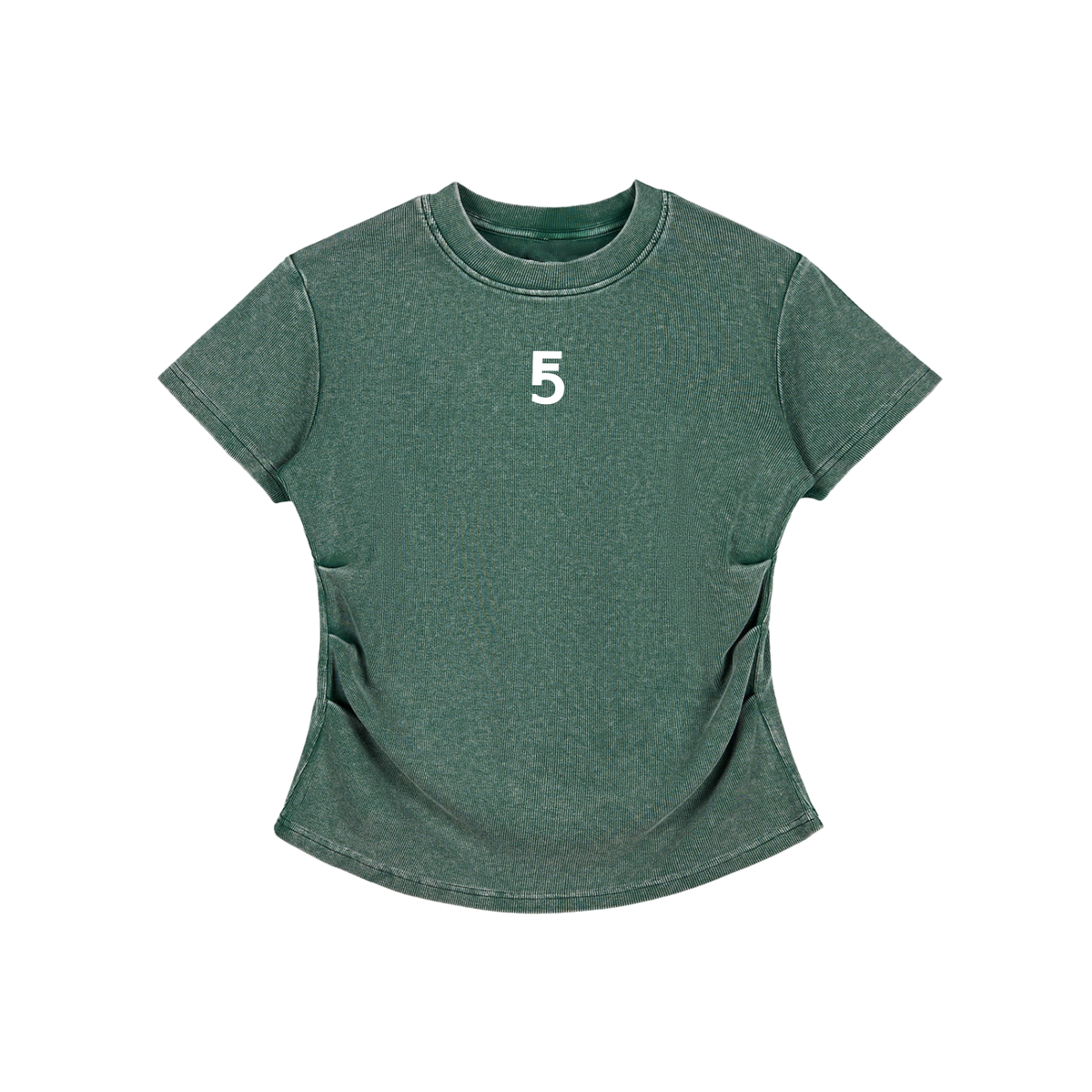 Vintage Washed Bodycon Cotton T-Shirt Icon | White Logo