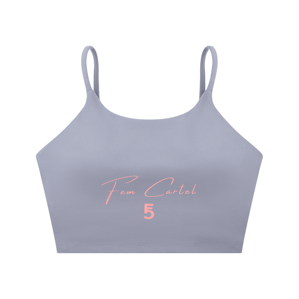 Spaghetti Strap Yoga Sports Bra Script | Pink Logo