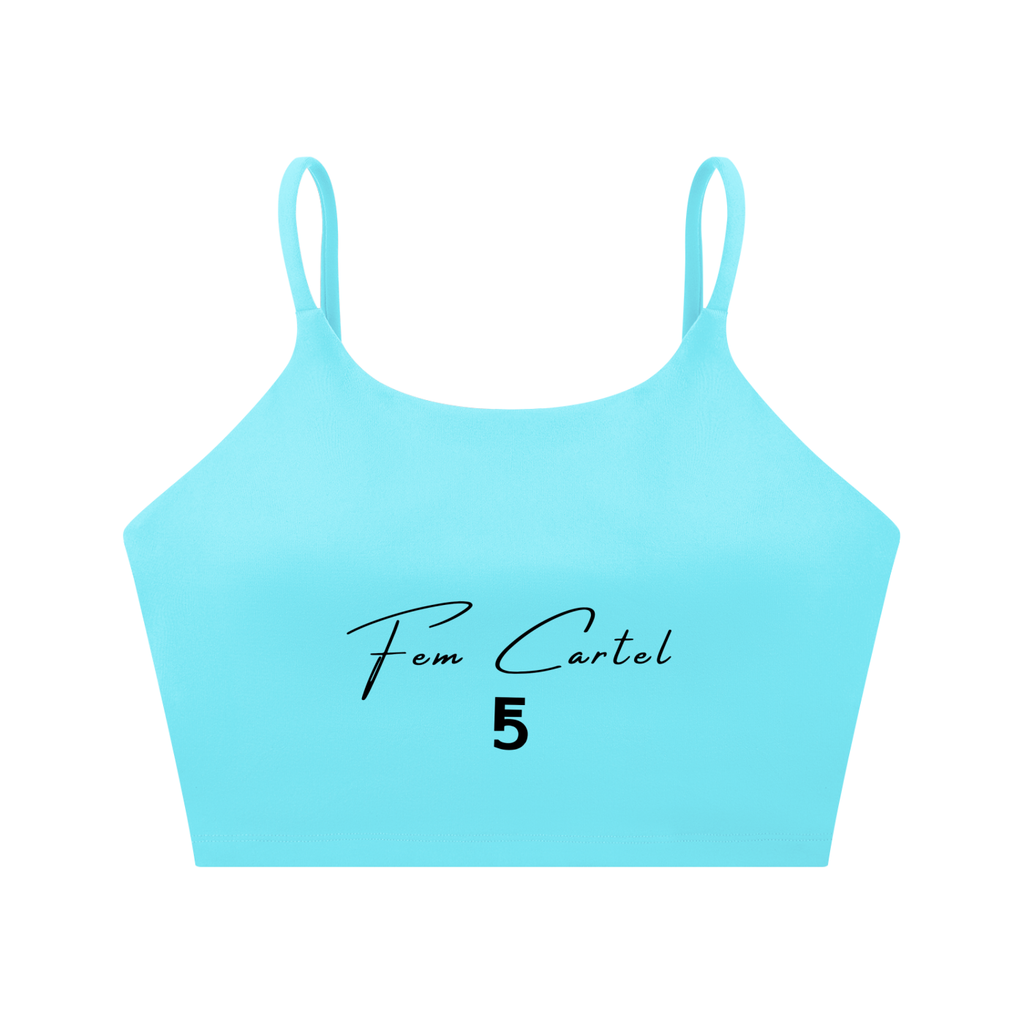 Spaghetti Strap Yoga Sports Bra Script | Black Logo