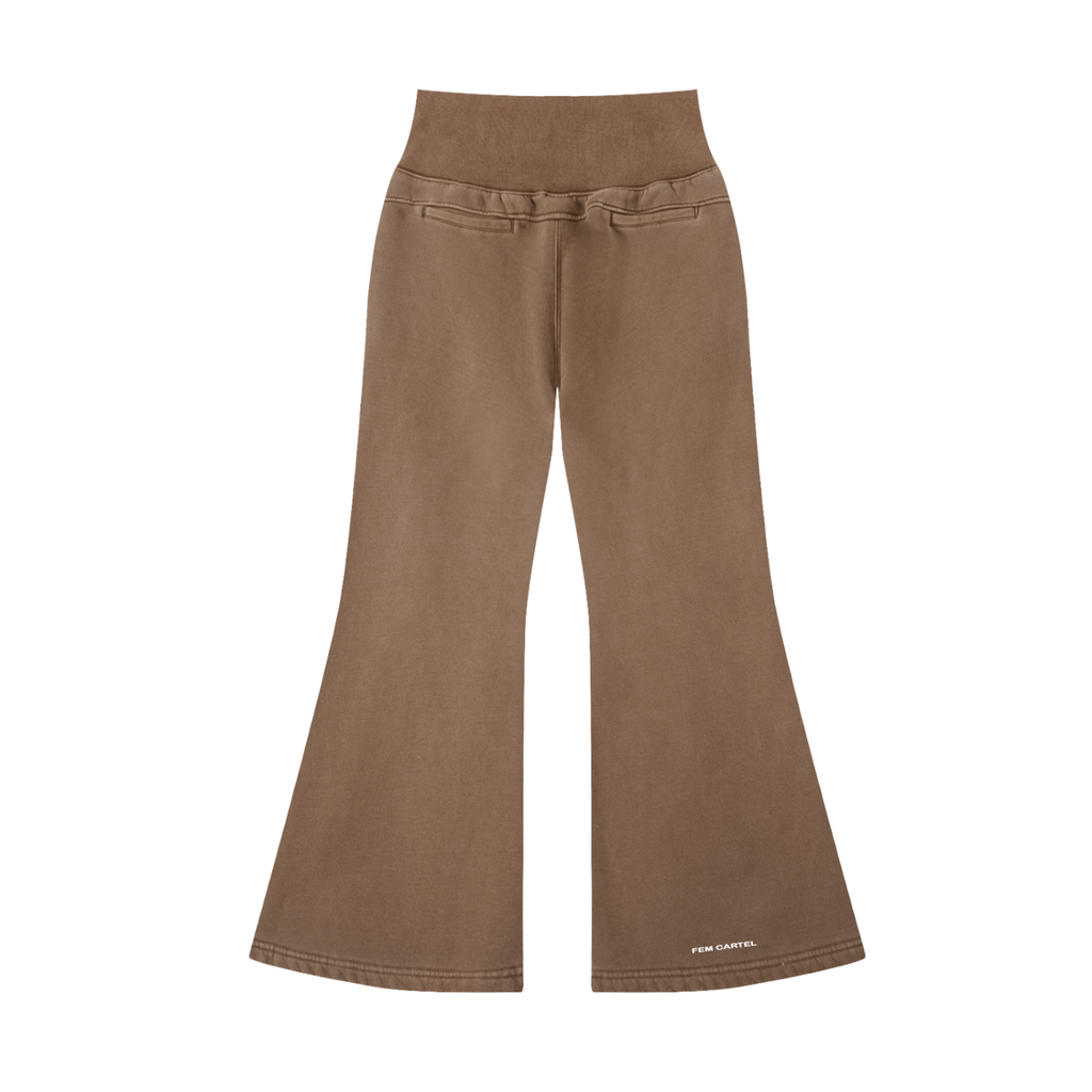 Vintage Washed Flared Fleece Pants | White Logo