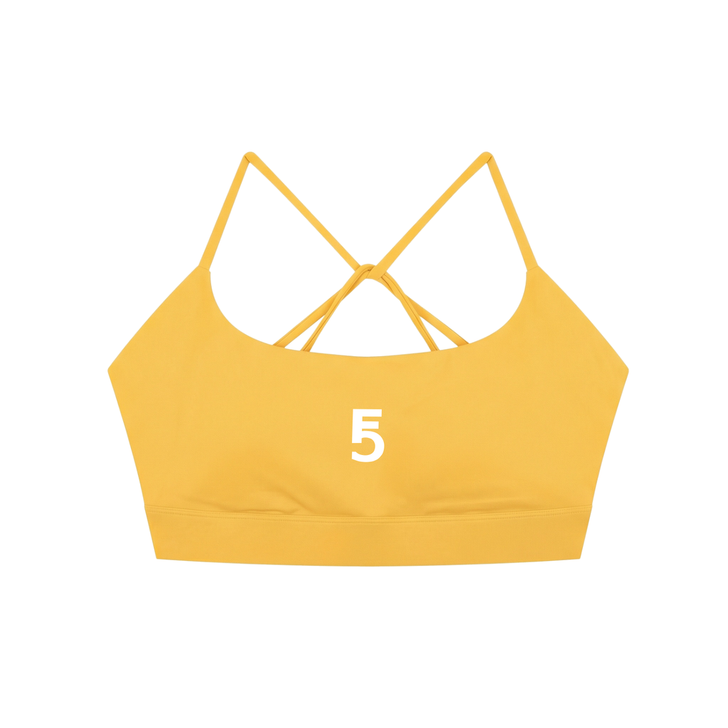 Strappy Criss Cross Yoga Sports Bra Icon| White Logo