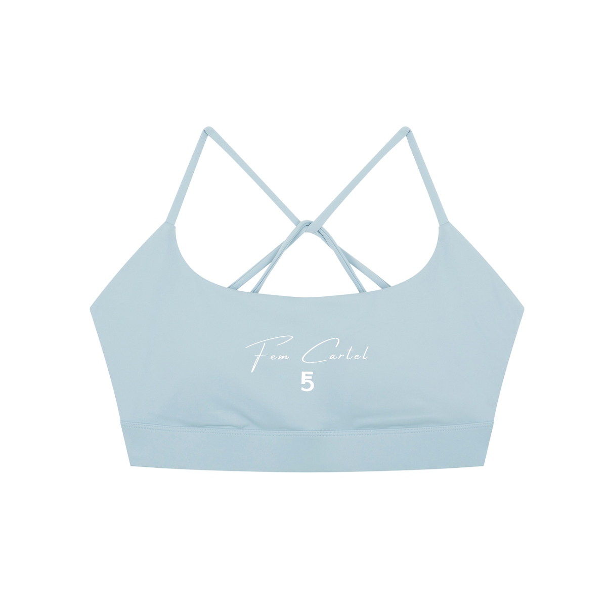 Strappy Criss Cross Yoga Sports Bra Script| White Logo