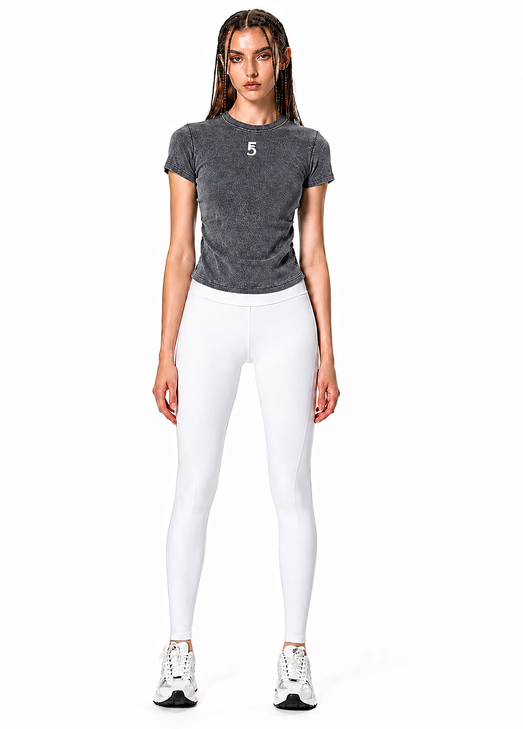Vintage Washed Bodycon Cotton T-Shirt Icon | White Logo