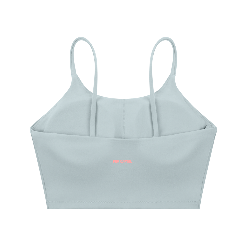 Spaghetti Strap Yoga Sports Bra Script | Pink Logo