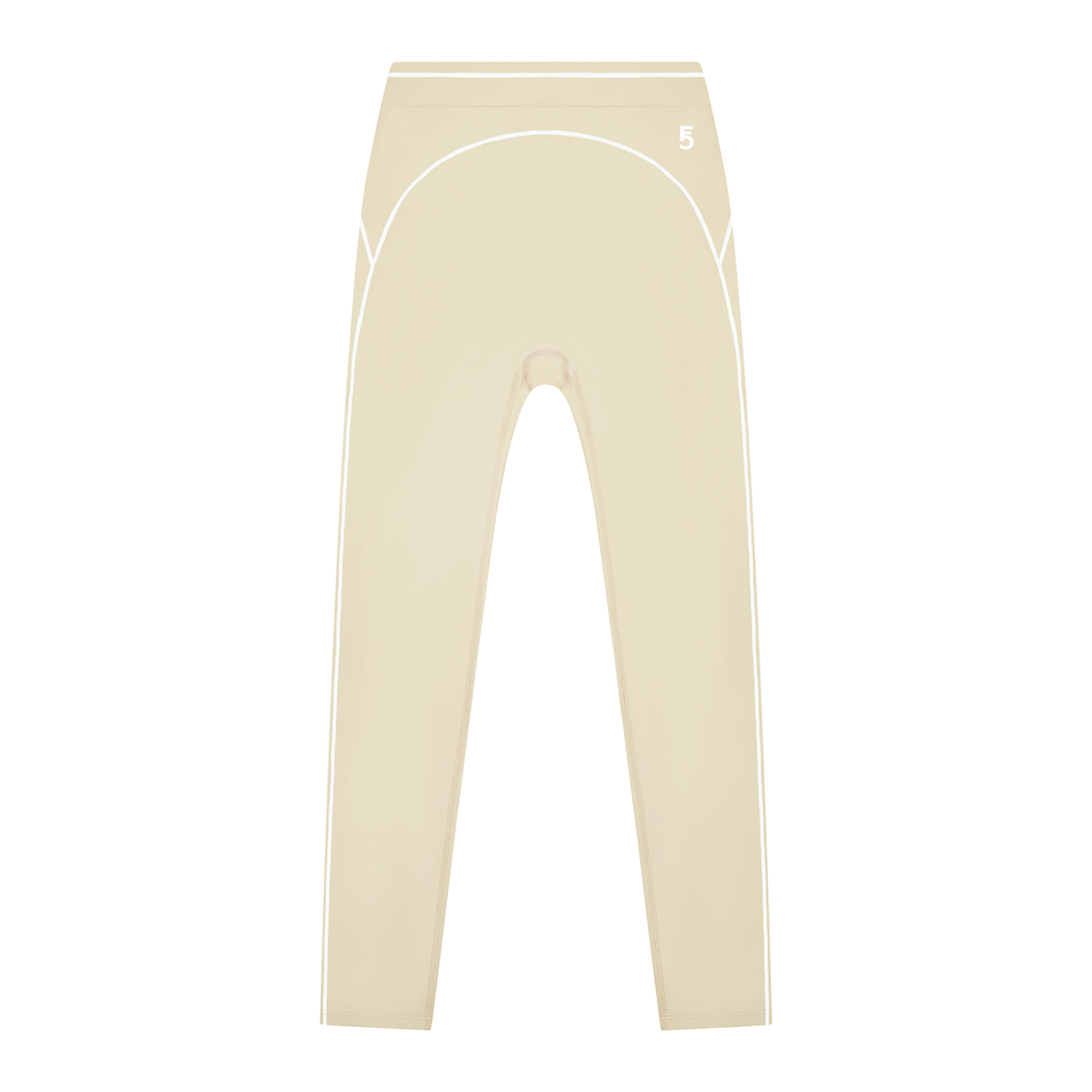 High Rise Topstitching Leggings | White Logo