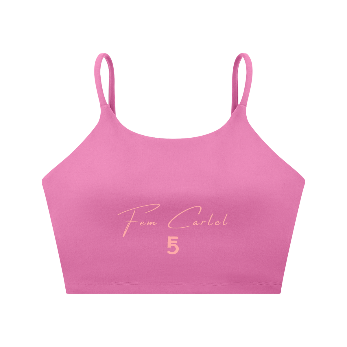 Spaghetti Strap Yoga Sports Bra Script | Pink Logo